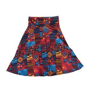 NWT LuLaRoe Womens Azure A Line Skirt Size M Geometric Print Red Blue Yellow